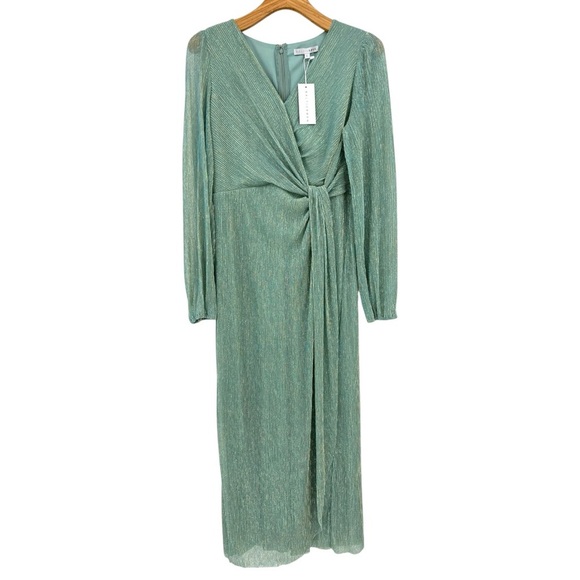 Baltic Born Devlyn Pleated Dress in Blue Sage Shimmer Size L - Picture 5 of 16